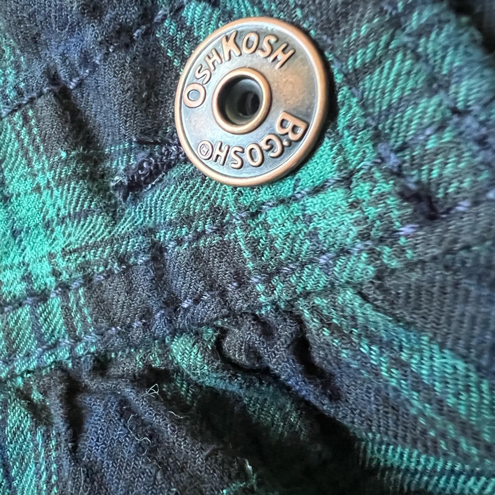 Oshkosh overall dress plaid navy blue and green 4t - Picture 3 of 7
